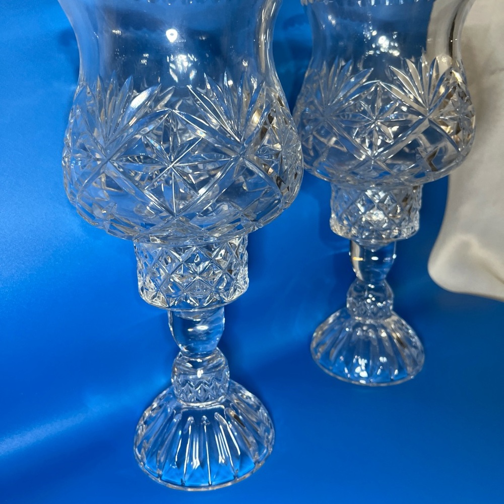 Elegant Crystal hurricane Candle Holders vintage - Picture 6 of 16